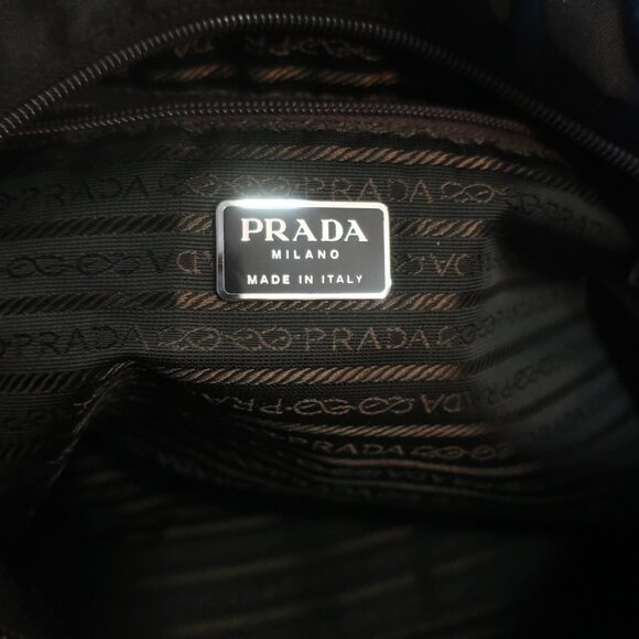 Authentic Womens Prada Milano (25) Brown Nylon Shoulder Travel Tote Handbag - Picture 12 of 16